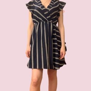 Monteau navy blue and white striped dress
